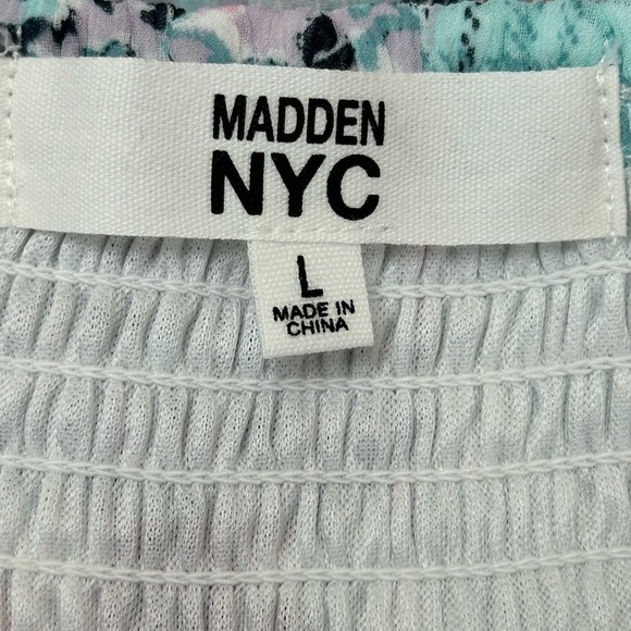 Madden NYC Smocked Double Ruffle Skort Sz L Floral Patchwork Print Flowy Prairie - Picture 7 of 12